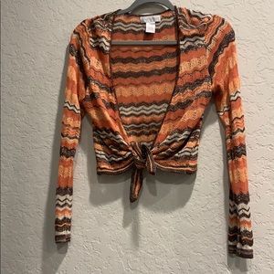 Wrap around tie crop top .  Vintage look